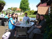 People eating at a restaurant. Photo. 